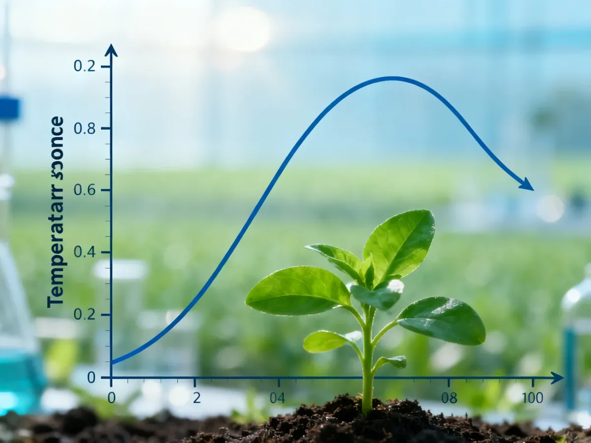 Schemat wpływu temperatury od minimum przez optimum do maksimum na wzrost roślin